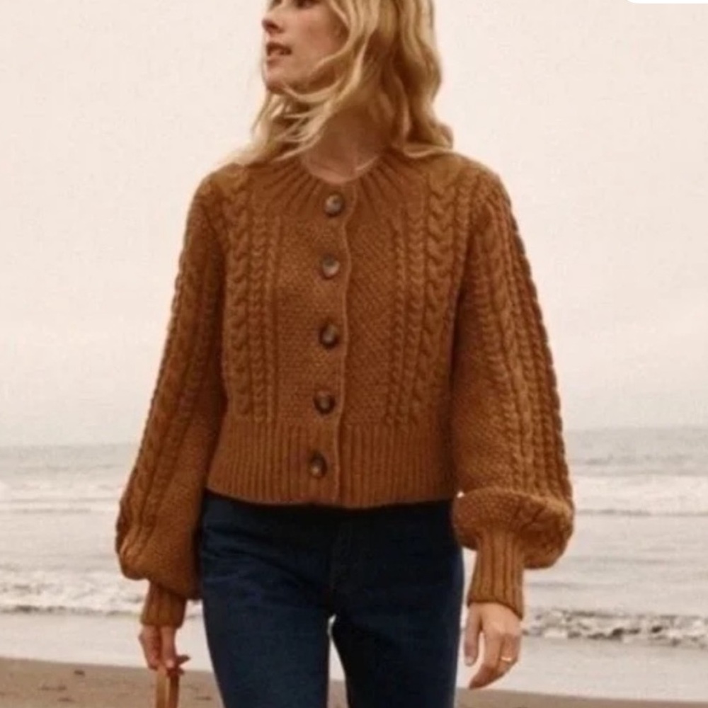 Doen Brown Bernadette Alpaca Wool Button Cardigan